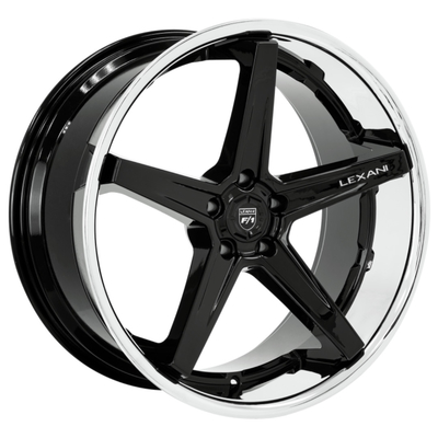VIA de Lip van 6061-T6 Lexani Savage Gloss Black Wheels With Chrome