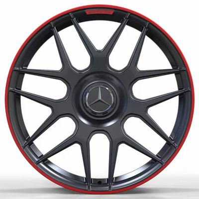 19“ Matt Black With Red Lip Gesmede Wielen voor Mercedes Benz AMG GT