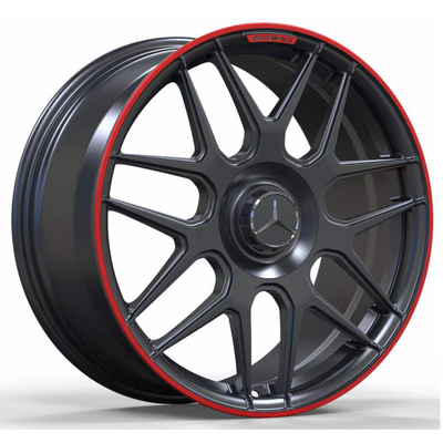 19“ Matt Black With Red Lip Gesmede Wielen voor Mercedes Benz AMG GT
